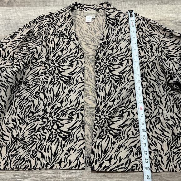 Coldwater Creek Linen Blend Jacket 2X Zebra Animal Print Neutral Boho Minimalist - Picture 5 of 6